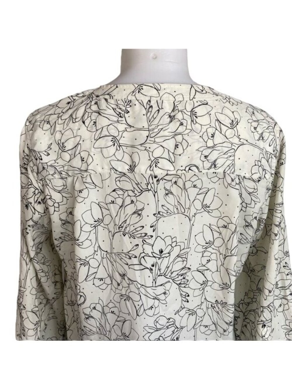 Treasure & Bond Floral Print Button-Up Blouse Long Sleeve White & Black Womens X - Picture 11 of 11